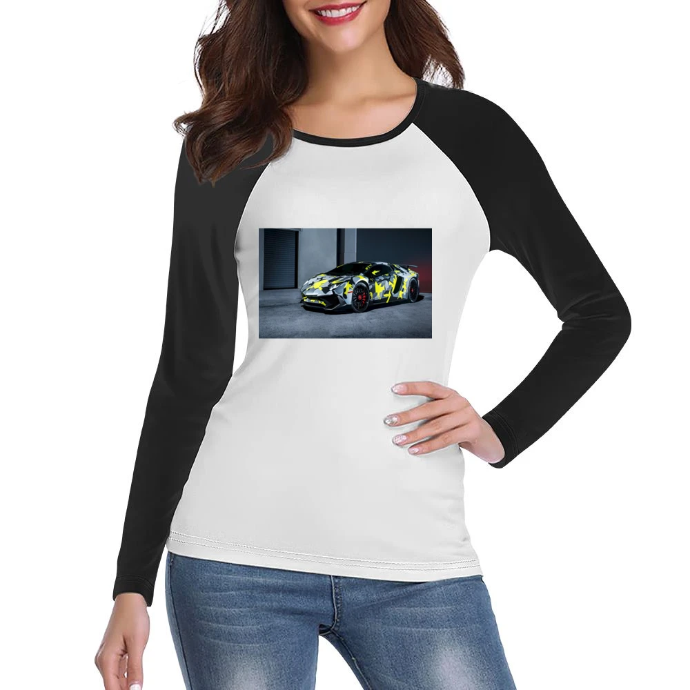 Camo Lambo Tshirt Women Ladies Long Sleeve T-Shirt