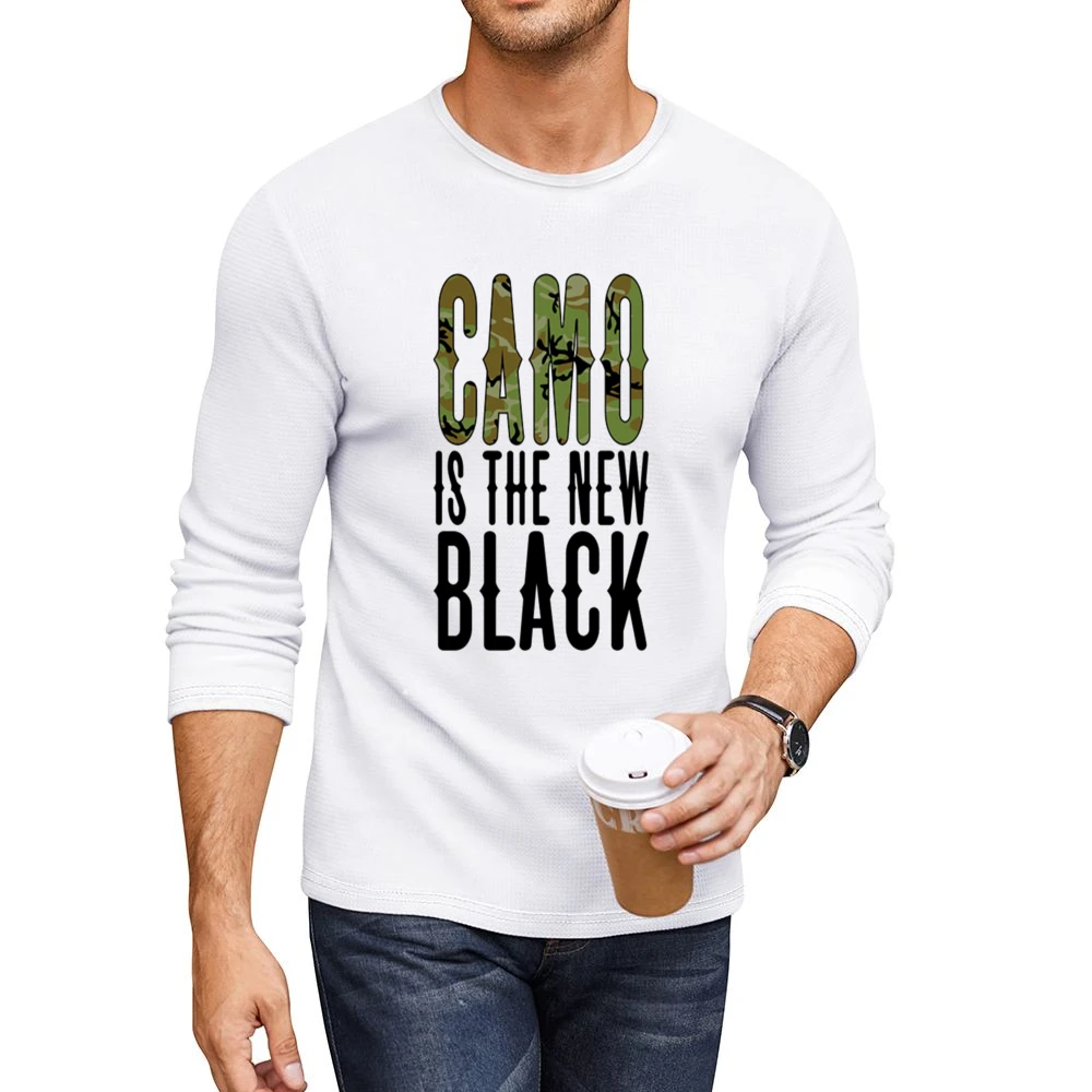 Camo is the new Black Tshirt Men CrewNeck Long Sleeve T-Shirt