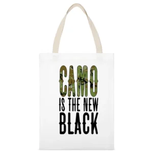 Camo is the new Black Tshirt White Canvas Tote Shopping Bag