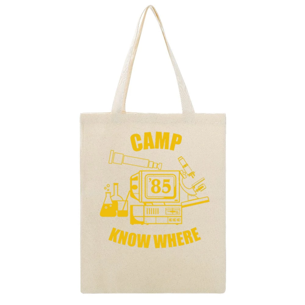 Camp Know Where Dusty Stranger Things Costume Beige Canvas Tote Shopping Bag