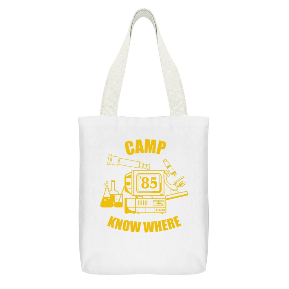 Camp Know Where Dusty Stranger Things Costume White Canvas Tote Shopping Bag With Interior Pocket