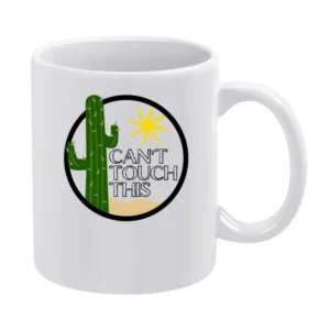 Cant Touch This Funny Cactus Graphic TShirt White Mug