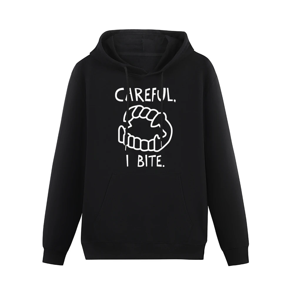 Careful I Bite Fun Vampire Fangs Graphic Men Hoodie With Pocket