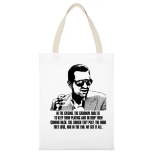 Casino Crime Movie Deniro Quote White Canvas Tote Shopping Bag