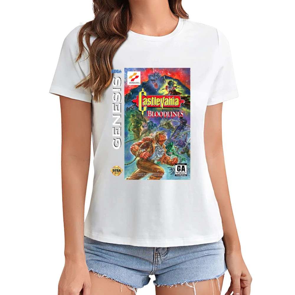 Castlevania Bloodlines Sega Genesis Old School Retro Video Game Fan Di Asian Size Women Ladies T-shirt