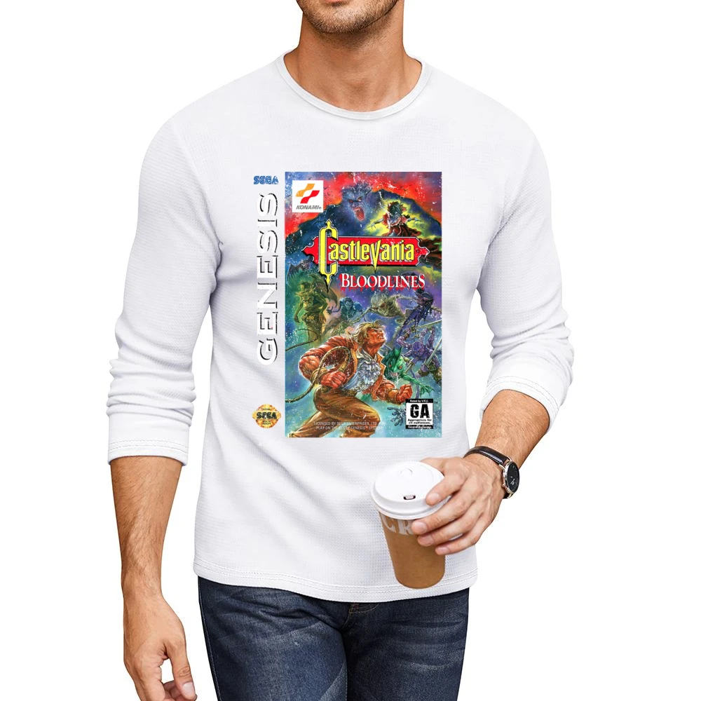 Castlevania Bloodlines Sega Genesis Old School Retro Video Game Fan Di Men CrewNeck Long Sleeve T-Shirt