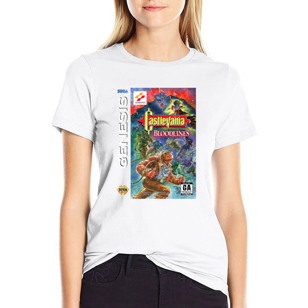 Castlevania Bloodlines Sega Genesis Old School Retro Video Game Fan Di US Size Women Ladies T-shirt