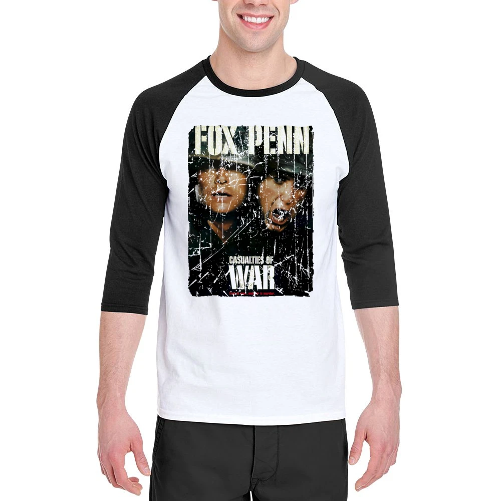 Casualties Of War Movie Poster Retro Aged Look Men 3/4 Sleeve T-Shirt