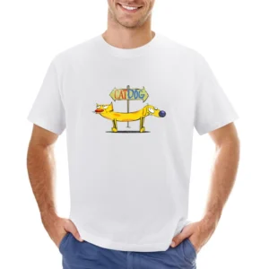 Catdog Fun Cool Cat Dog Vintage Style Distressed Look Retro Tv Show Gr Asian Size Men T-Shirt