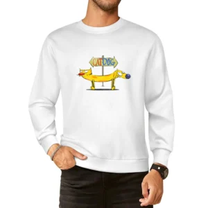 Catdog Fun Cool Cat Dog Vintage Style Distressed Look Retro Tv Show Gr European Size Pullover Sweater