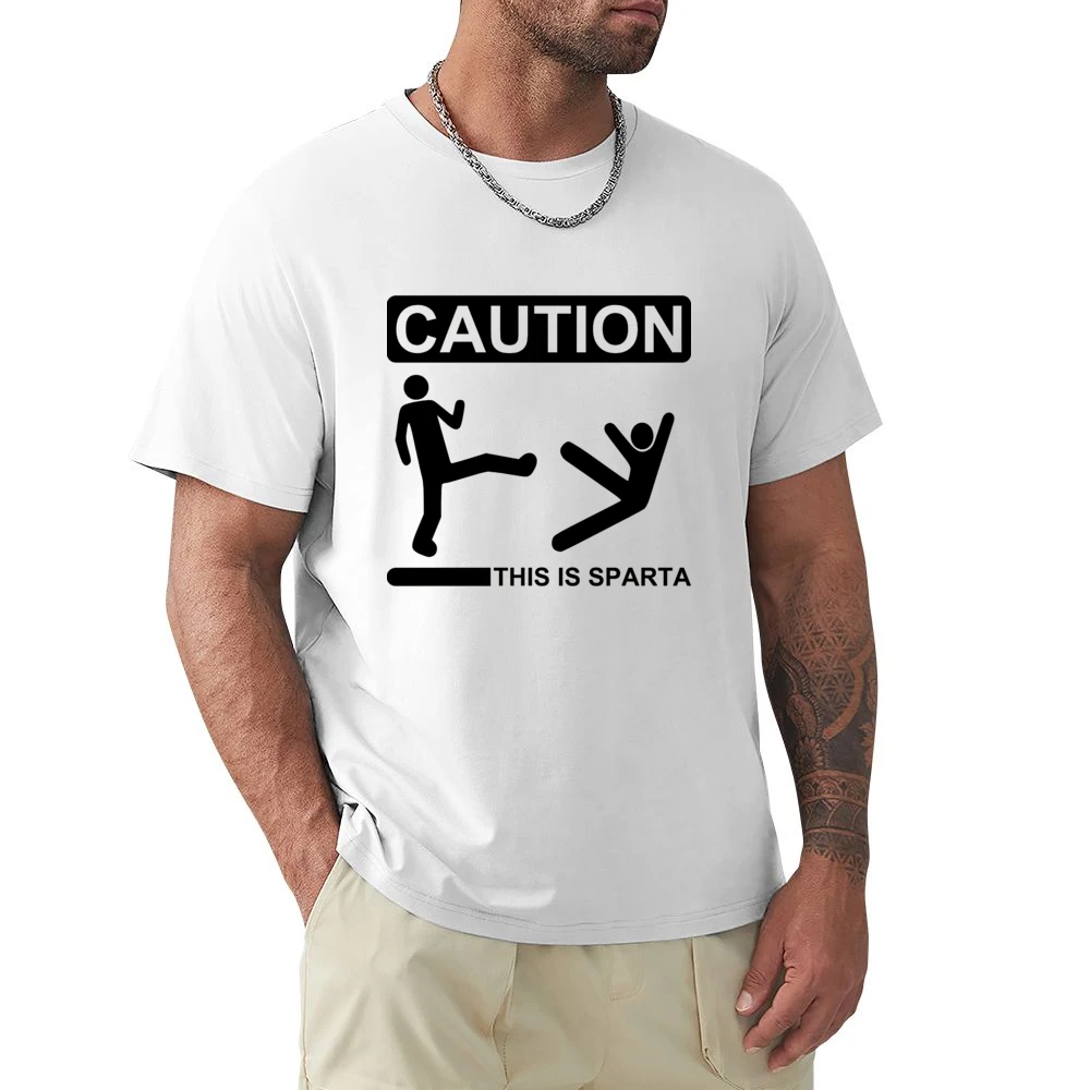 Caution this is sparta 300 parody stick man kick another in to the wel Premium Men T-shirt