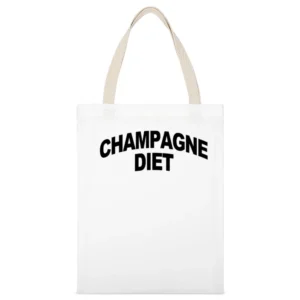 Champagne Diet Fun Popular Graphic Tee Shirt White Canvas Tote Shopping Bag