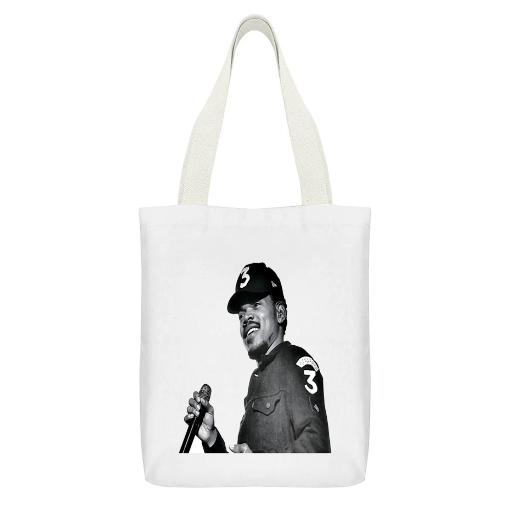 Chance The Rapper Tshirt White Canvas Tote Shopping Bag With Interior Pocket