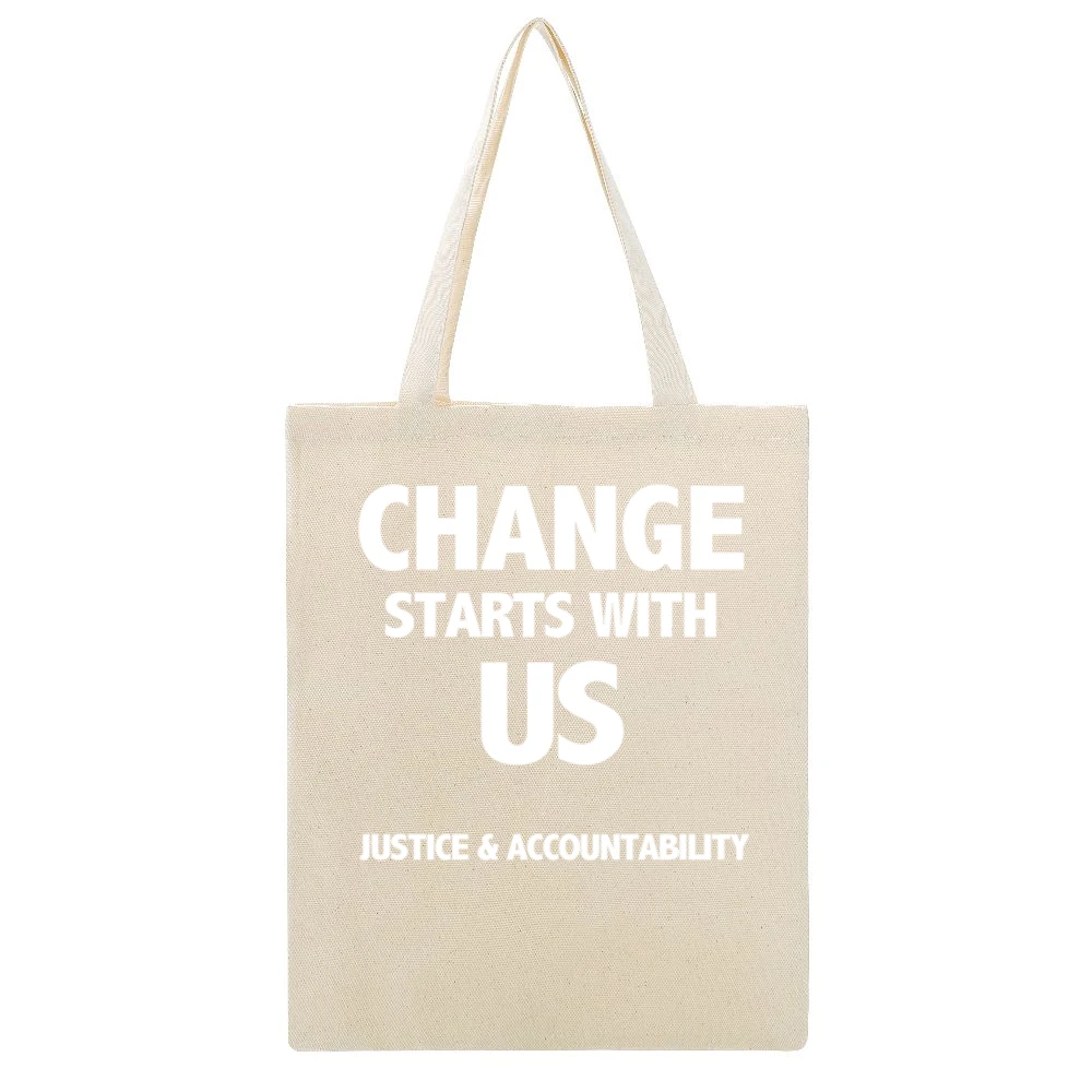 Change Starts With Us Justice And Accountability Cool Minnesota Womens Beige Canvas Tote Shopping Bag