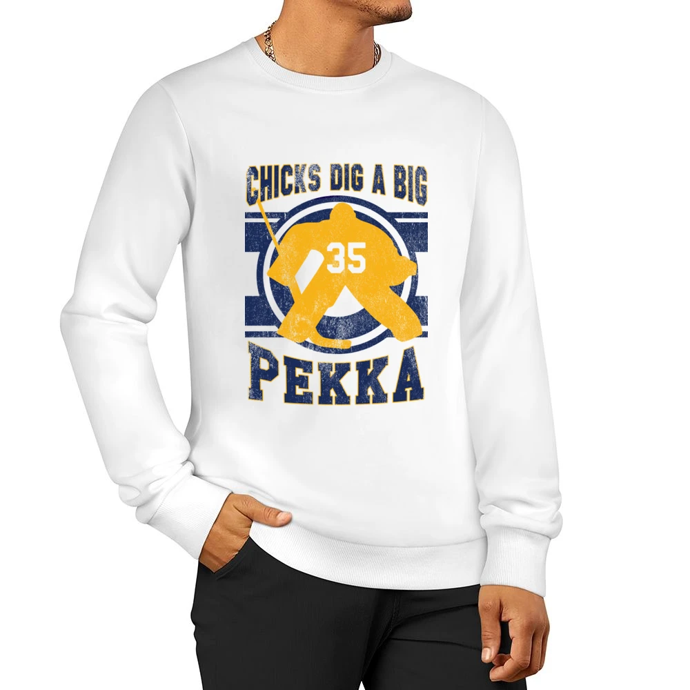 Chicks Dig A Big Pekka Funny Nashville Smashville Hockey Goaltender Pl Men Pullover Sweatshirt