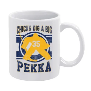 Chicks Dig A Big Pekka Funny Nashville Smashville Hockey Goaltender Pl White Mug