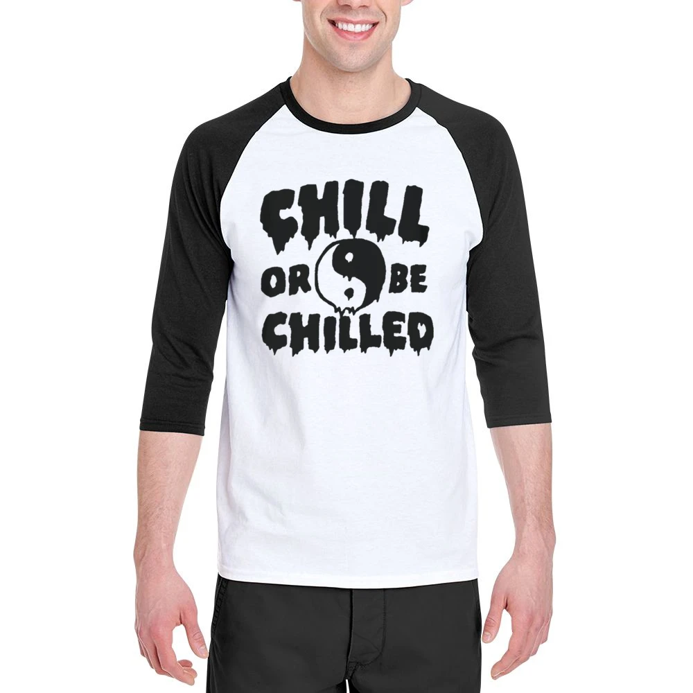 Chill Or Be Chilled Fun Yin Yang Dripping Graphic Men 3/4 Sleeve T-Shirt