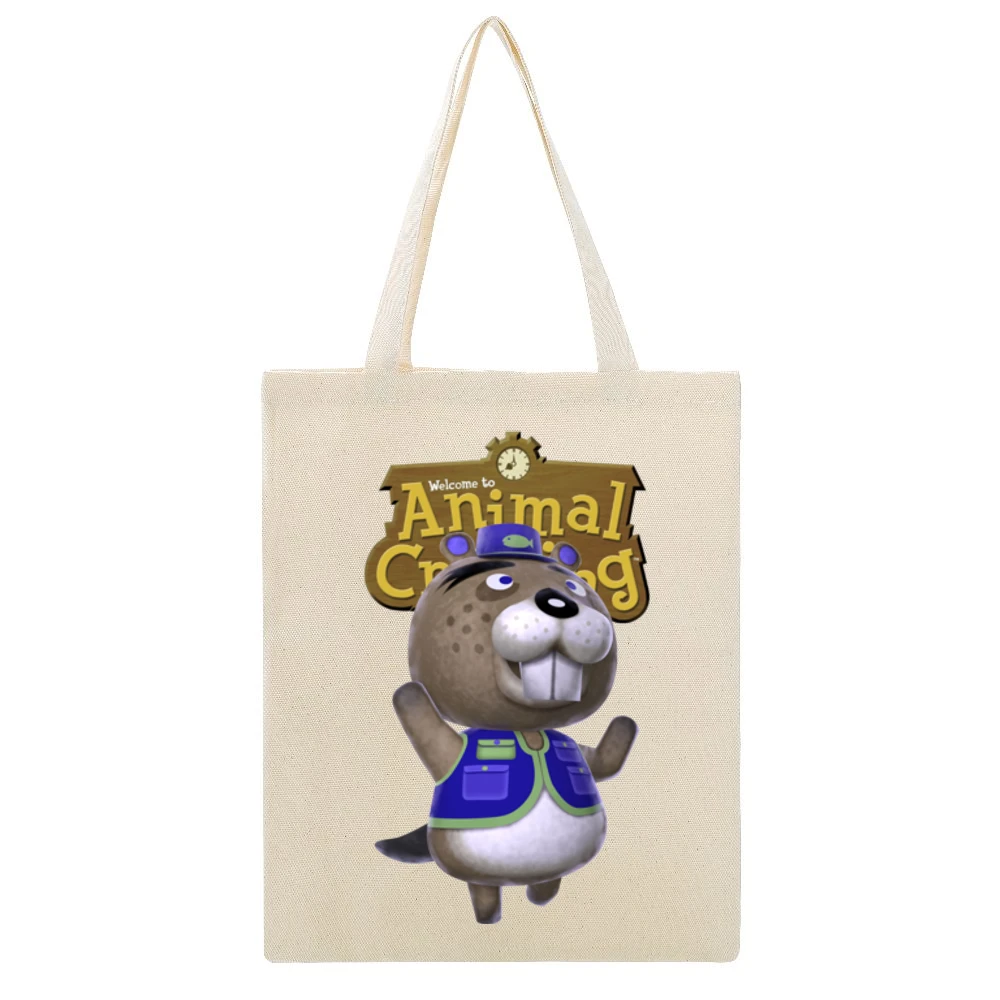 Chip From Animal Crossing Nintendo Video Game Fan Beige Canvas Tote Shopping Bag