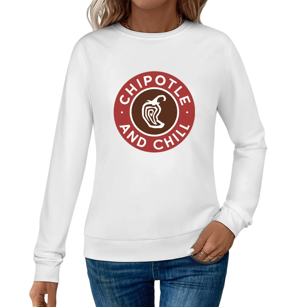 Chipotle And Chill Funny Popular Trending Food Netflix Parody Graphic Women Pullover Sweatshirt