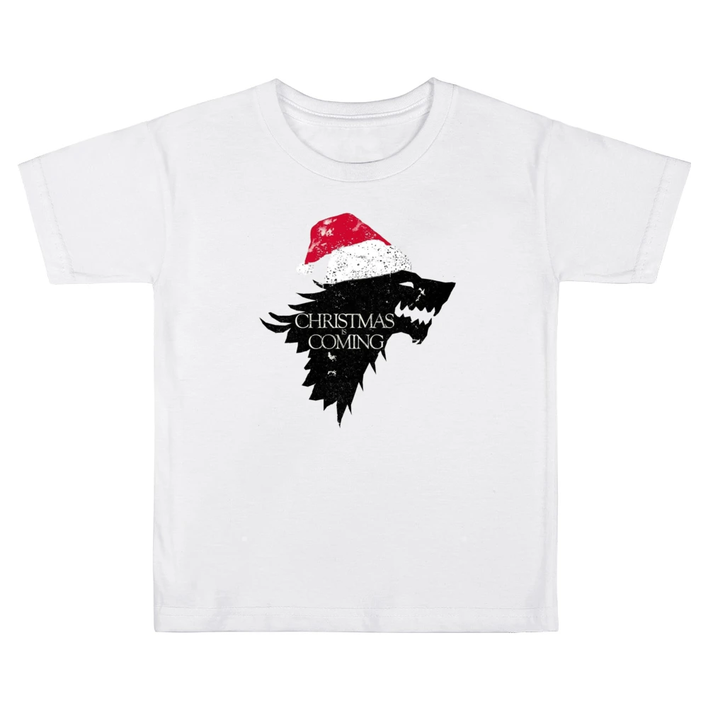 Christmas Is Coming Funny Direwolf Game Of Thrones Parody Holiday T Sh Kids Boys Girls T-Shirt