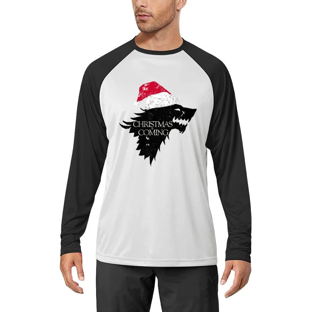 Christmas Is Coming Funny Direwolf Game Of Thrones Parody Holiday T Sh Men Long Sleeve T-Shirt