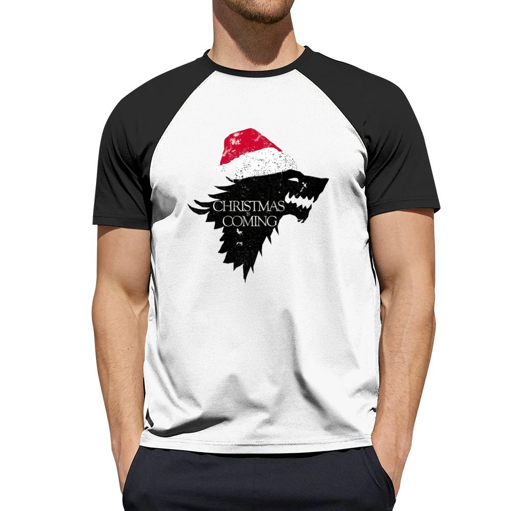 Christmas Is Coming Funny Direwolf Game Of Thrones Parody Holiday T Sh Men Short Sleeve T-Shirt