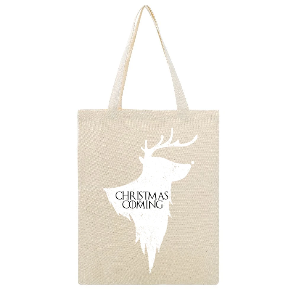Christmas Is Coming Funny Rudolph Game Of Thrones Parody Holiday Red T Beige Canvas Tote Shopping Bag