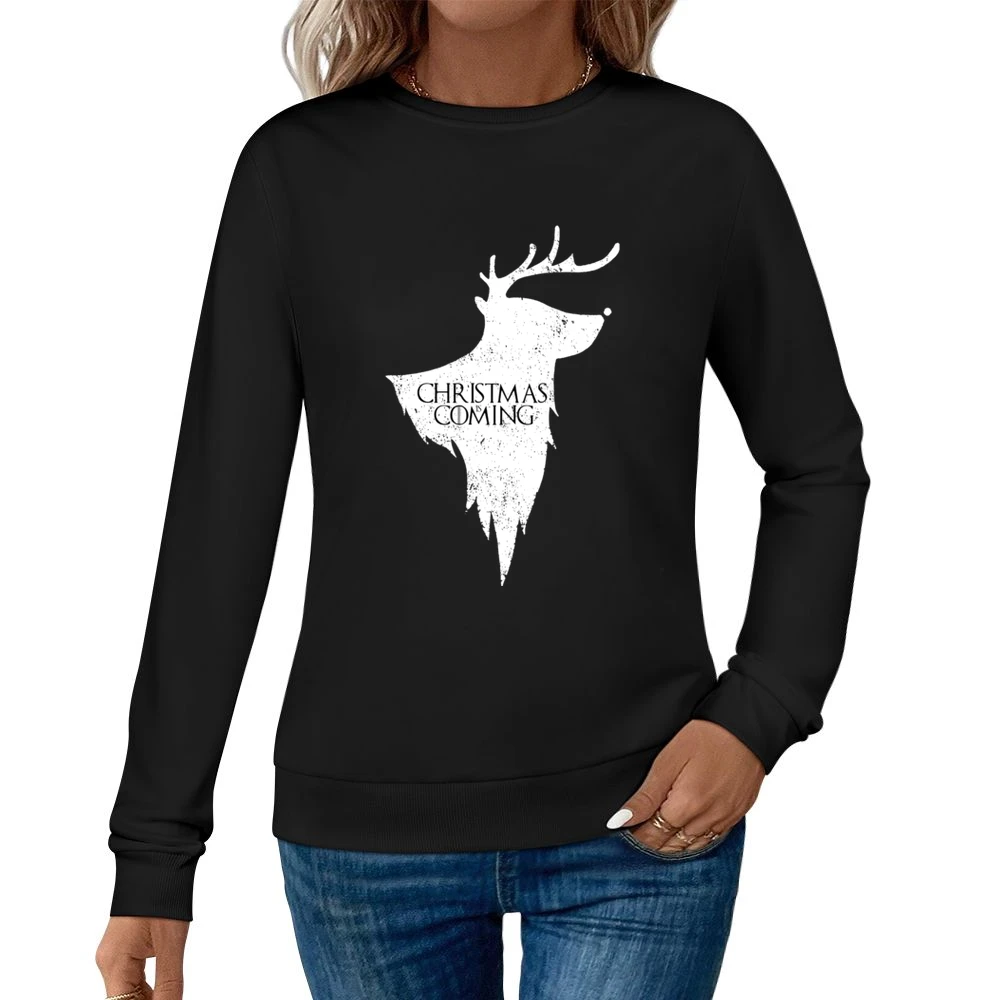 Christmas Is Coming Funny Rudolph Game Of Thrones Parody Holiday Red T Women Pullover Sweatshirt
