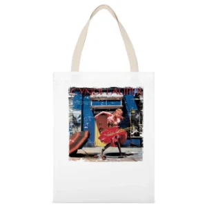 Cindi Lauper Shes So Unusual Album Cover Distressed Image White Canvas Tote Shopping Bag