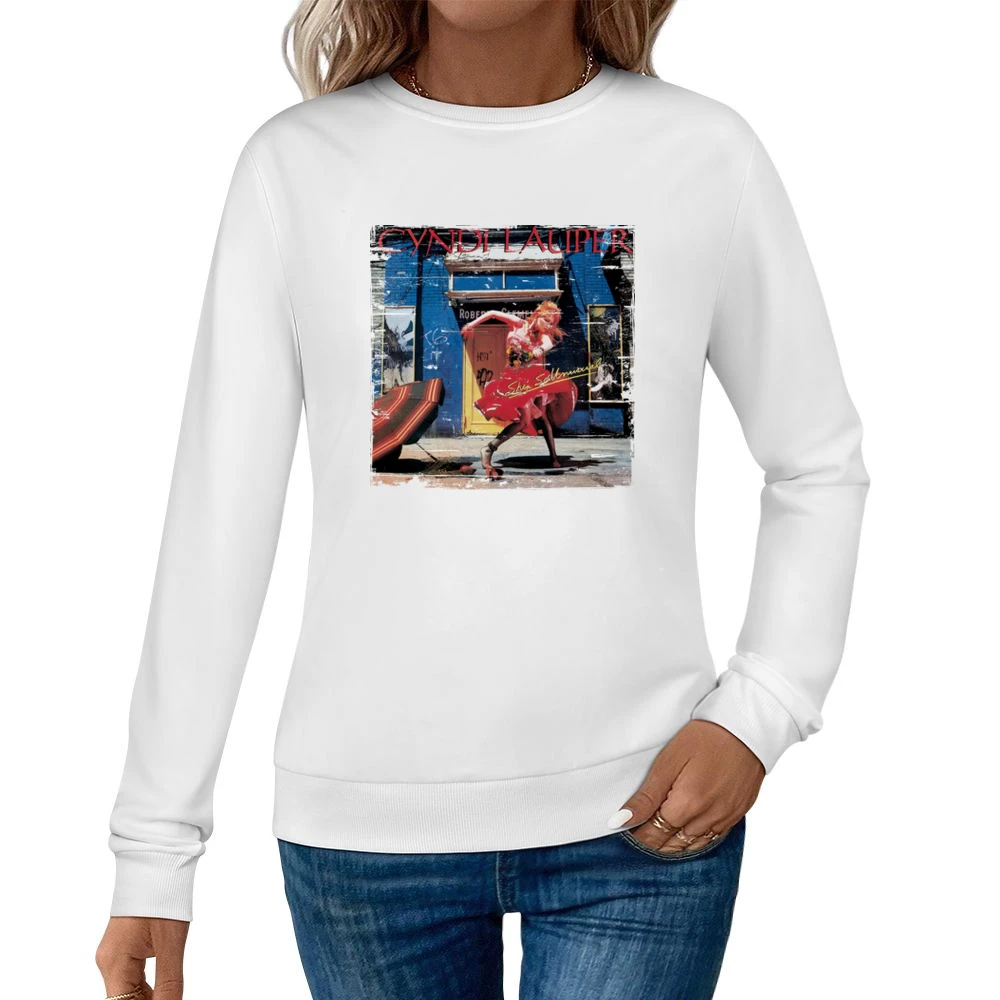 Cindi Lauper Shes So Unusual Album Cover Distressed Image Women Pullover Sweatshirt