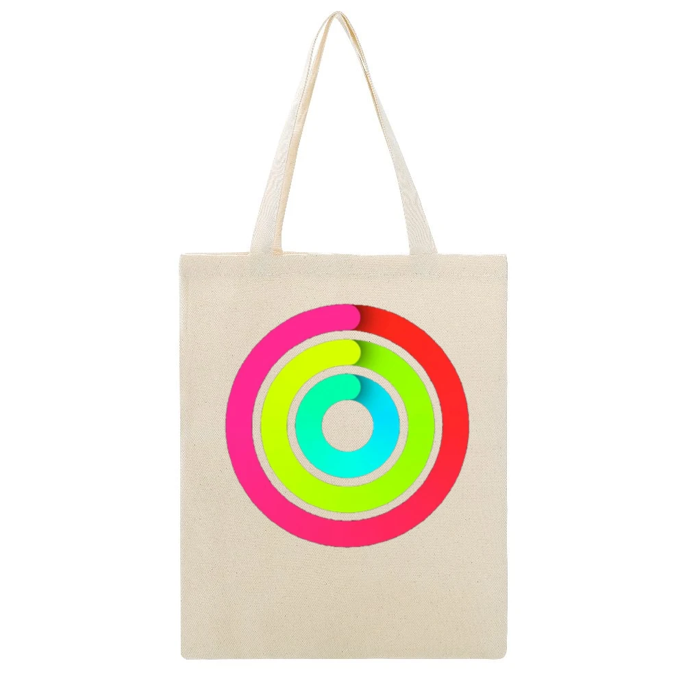 Close the Gaps Fun Popular Apple Watch Activity App Fun Health Graphic Beige Canvas Tote Shopping Bag