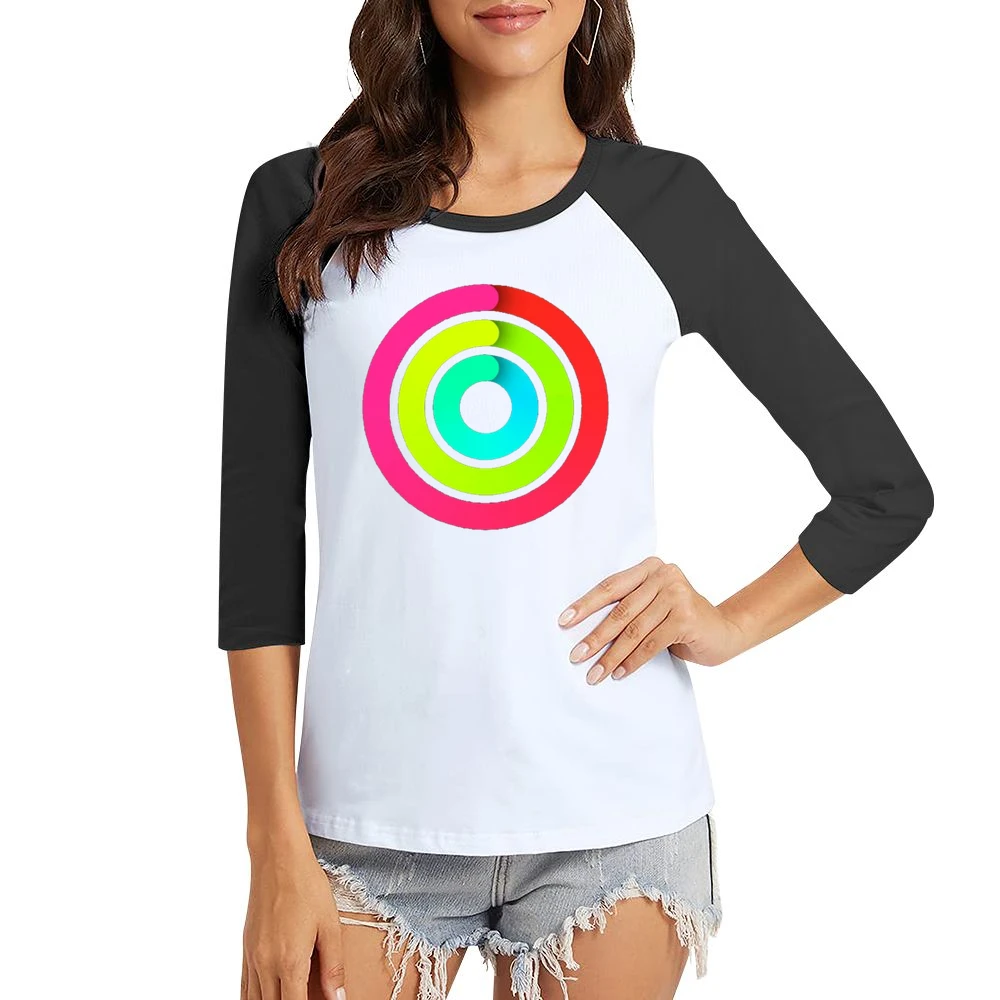 Close the Gaps Fun Popular Apple Watch Activity App Fun Health Graphic Women Ladies 3-4 Sleeve T-Shirt
