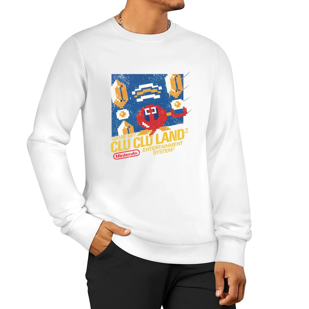 Clu Clu Land Nes Nintendo Old School Retro Video Game Fan Distressed T Men Pullover Sweatshirt