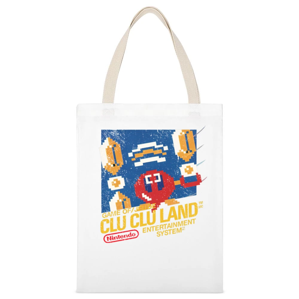 Clu Clu Land Nes Nintendo Old School Retro Video Game Fan Distressed T White Canvas Tote Shopping Bag