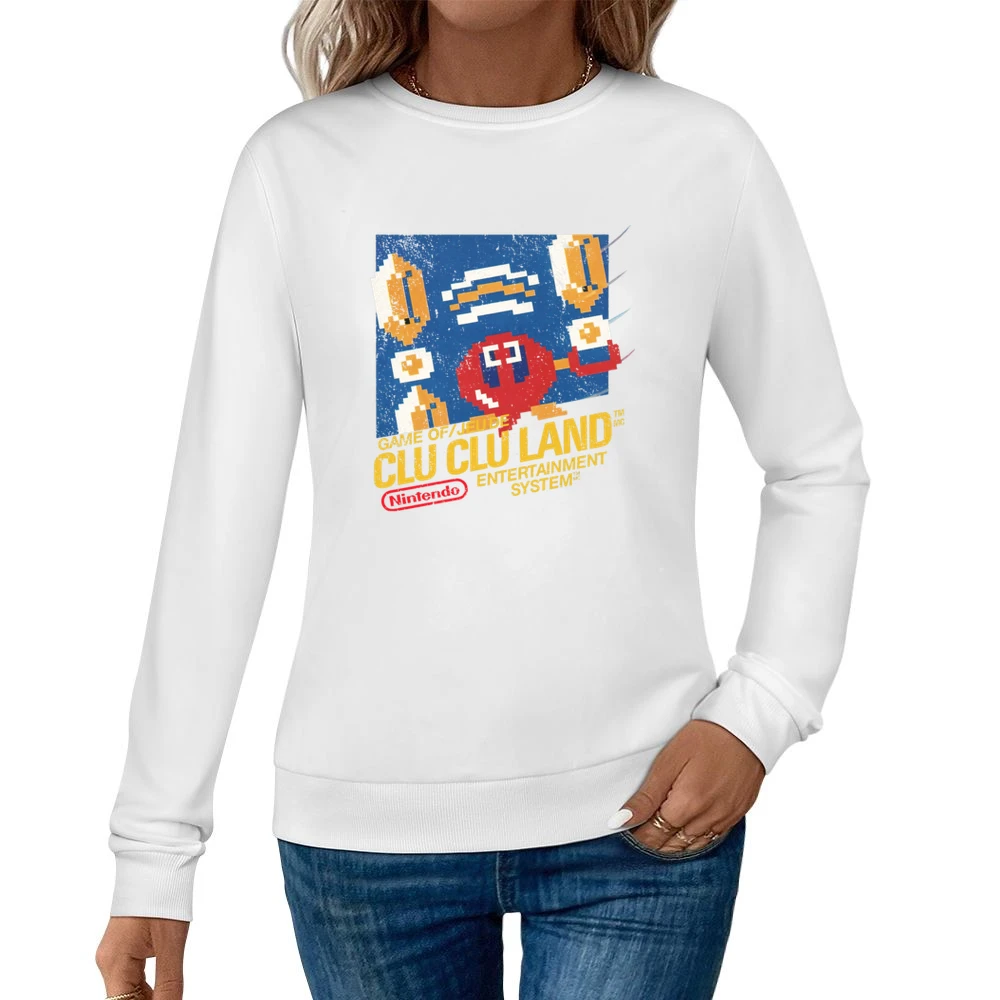Clu Clu Land Nes Nintendo Old School Retro Video Game Fan Distressed T Women Pullover Sweatshirt