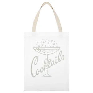 Cocktails White Canvas Tote Shopping Bag