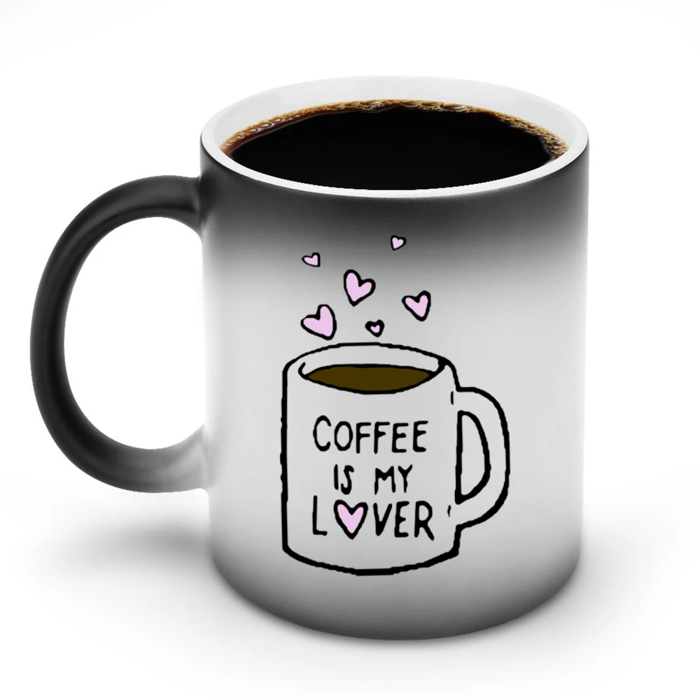 Coffee Is My Lover Fun Mug Hearts Graphic Tee Shirt Discoloration Mug
