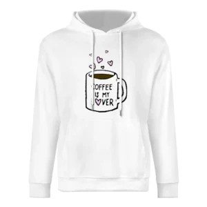 Coffee Is My Lover Fun Mug Hearts Graphic Tee Shirt European Size Men Hoodie