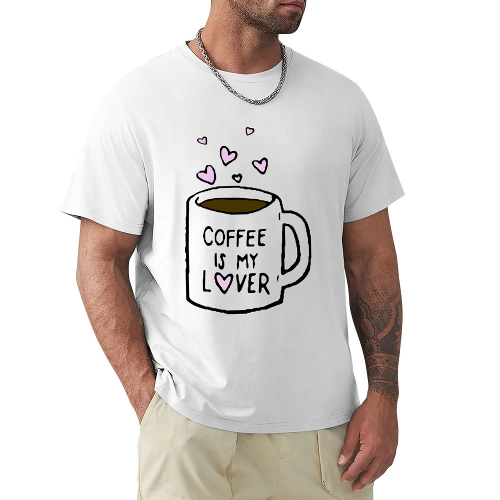 Coffee Is My Lover Fun Mug Hearts Graphic Tee Shirt Premium Men T-shirt