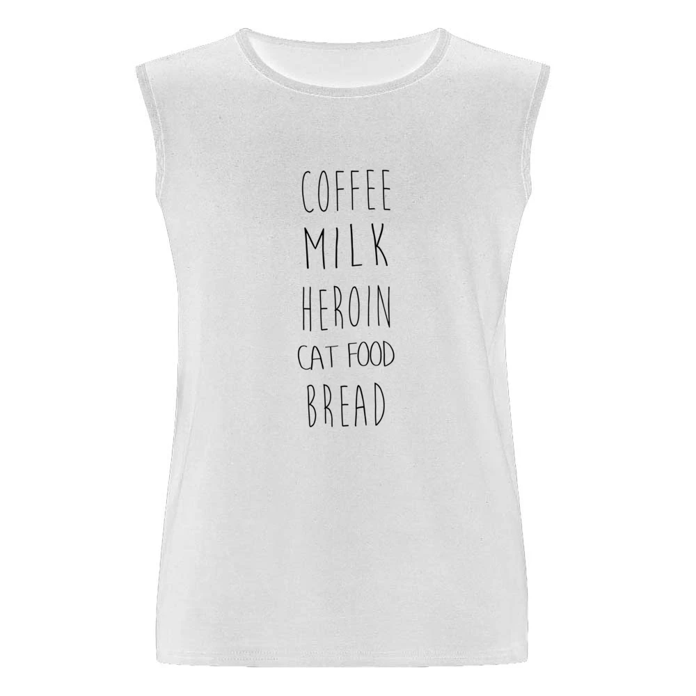 Coffee Milk Heroin Cat Food Bread Funny Shopping List Men Sleeveless T-Shirt