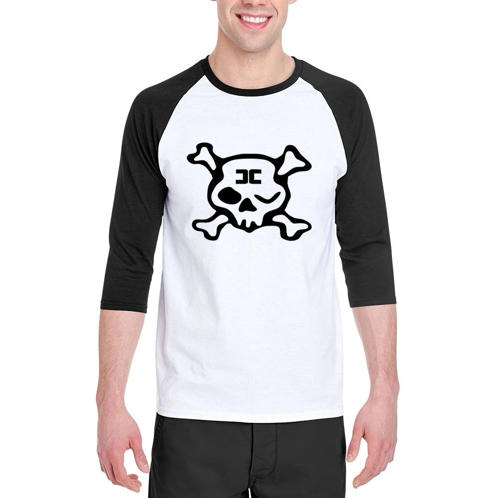 Combichrist Skull crosbones jolly roger black Logo Men 3/4 Sleeve T-Shirt