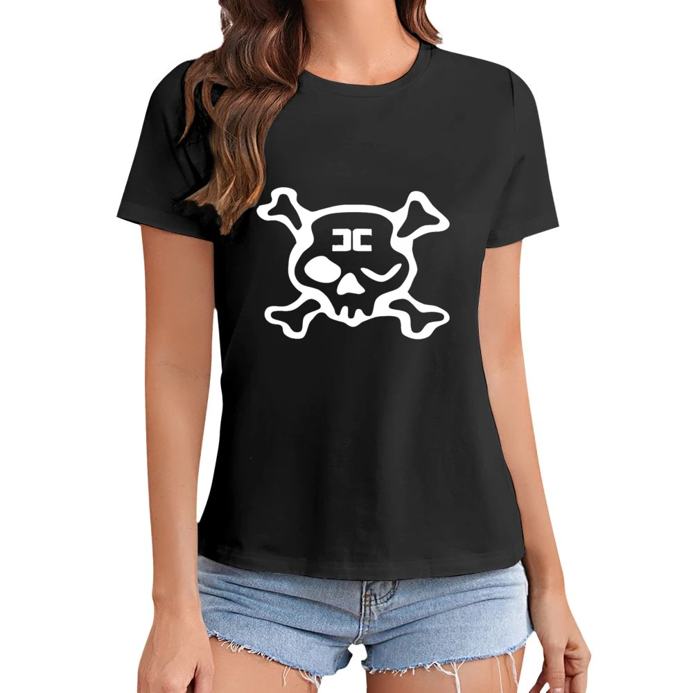 Combichrist Skull crosbones jolly roger white Logo Asian Size Women Ladies T-shirt