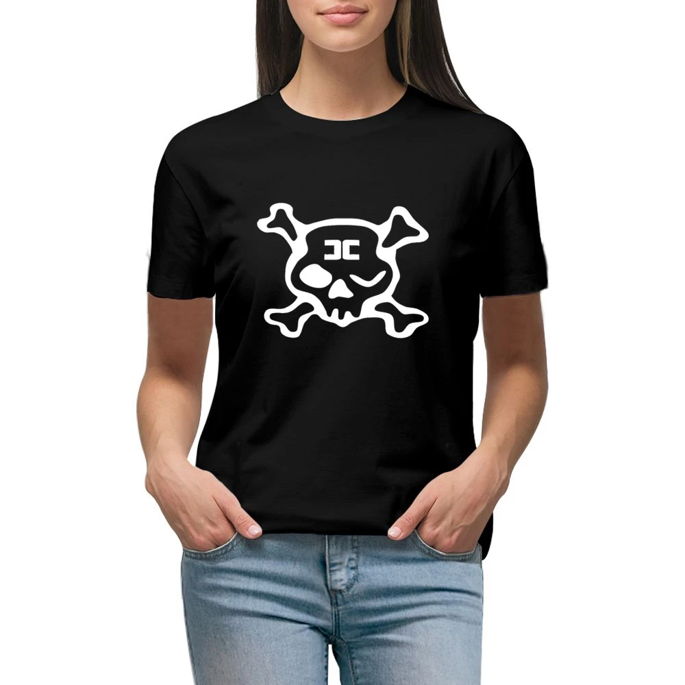 Combichrist Skull crosbones jolly roger white Logo Premium Women Ladies T-shirt