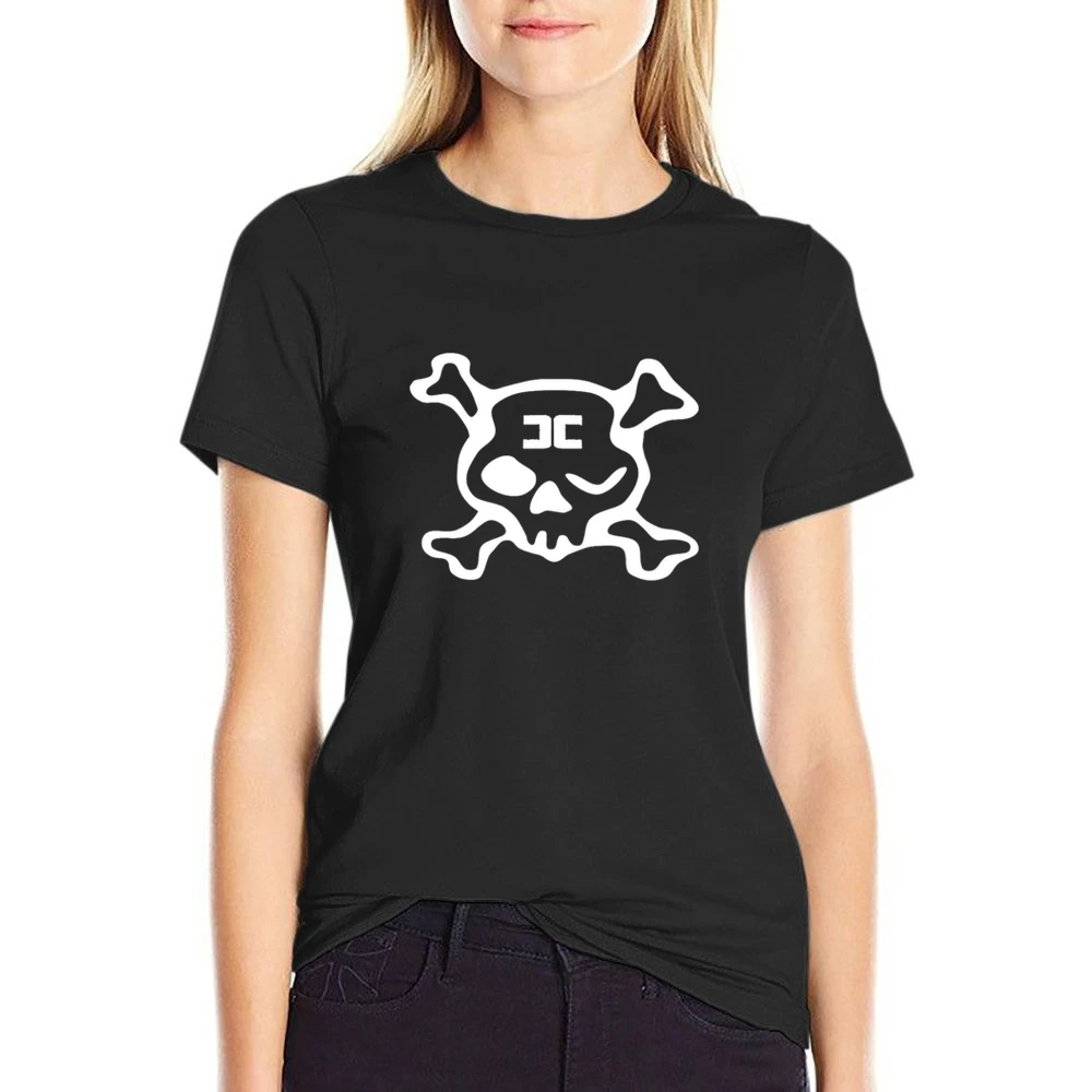 Combichrist Skull crosbones jolly roger white Logo US Size Women Ladies T-shirt