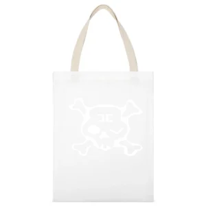 Combichrist Skull crosbones jolly roger white Logo White Canvas Tote Shopping Bag