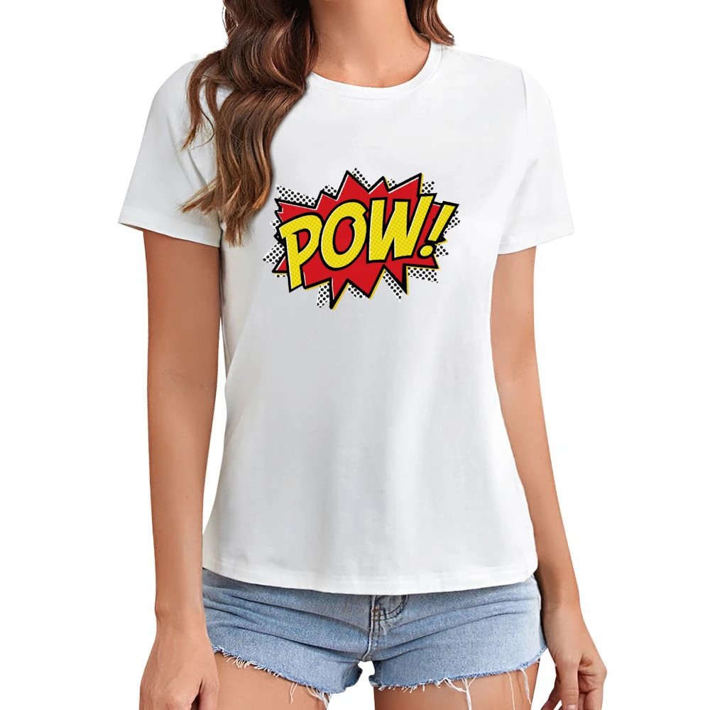 Comic POW! Fun Burst Graphic Tee Shirt Asian Size Women Ladies T-shirt