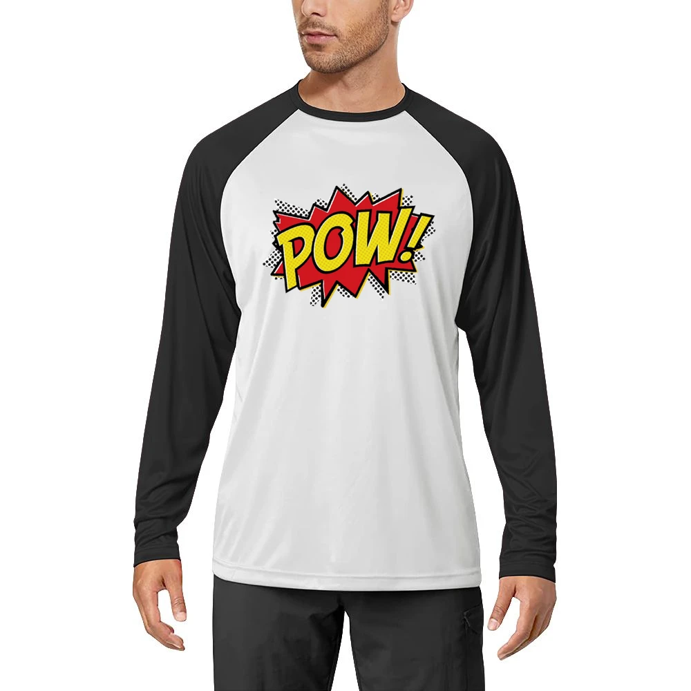 Comic POW! Fun Burst Graphic Tee Shirt Men Long Sleeve T-Shirt