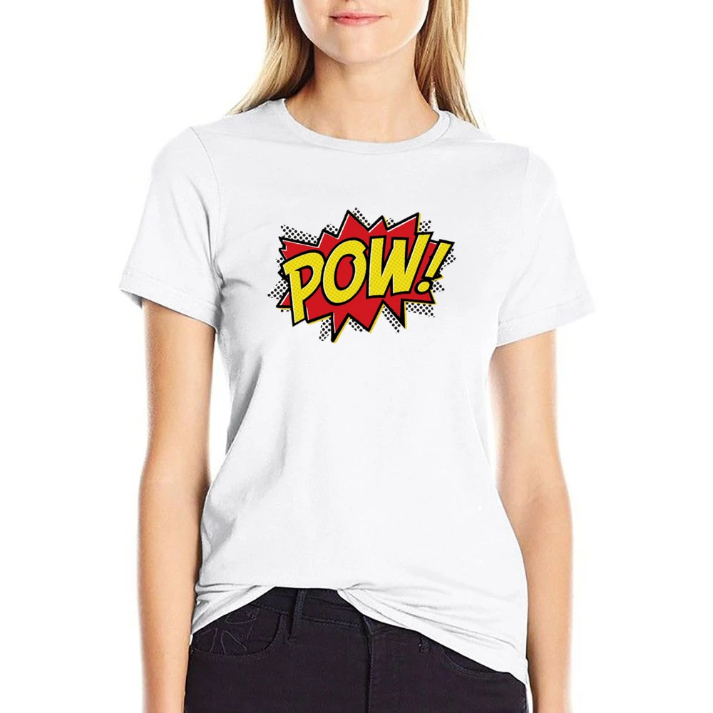 Comic POW! Fun Burst Graphic Tee Shirt US Size Women Ladies T-shirt