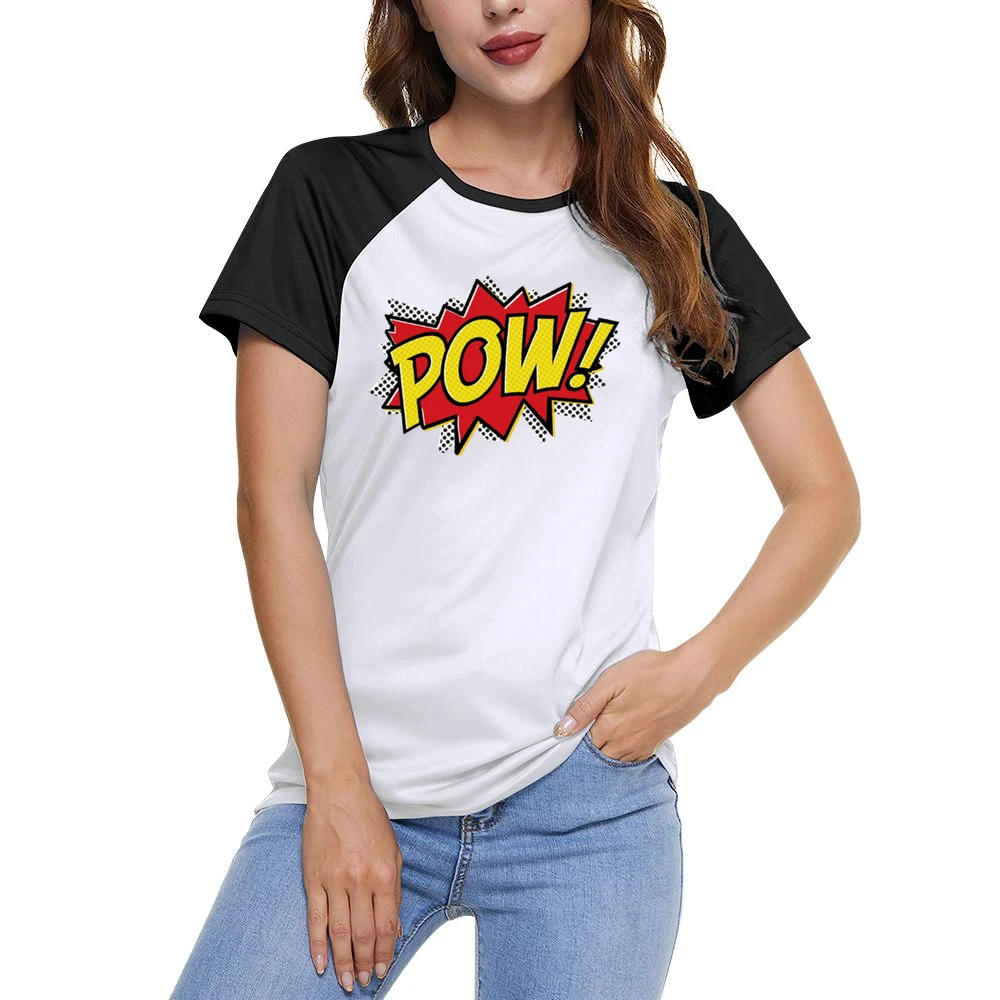 Comic POW! Fun Burst Graphic Tee Shirt Women Ladies Short Sleeve T-Shirt