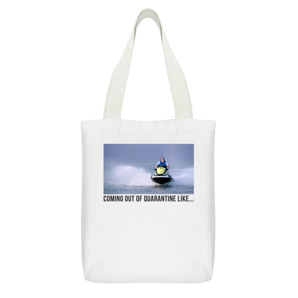 Coming Out Of Quarantine Jet Ski Meme James Garretson From Tiger King White Canvas Tote Shopping Bag With Interior Pocket